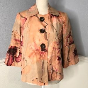 Trevan Peach Silk Blend Bell Sleeve Blazer Size 4